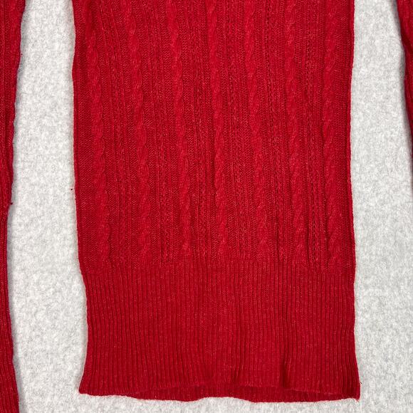 VTG Abercrombie & Fitch Red Y2K V Neck Cable Knit Sweater Size Medium - Picture 3 of 9